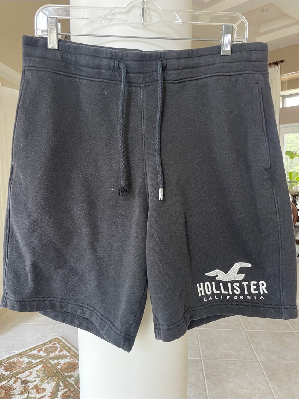 Hollister Black Men's Logo Fleece Athletic Shorts